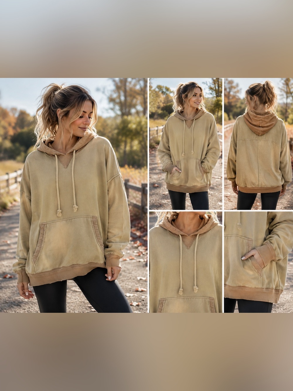 NWT Free People We The Free Lou Baked Hoodie Hemp Latte M